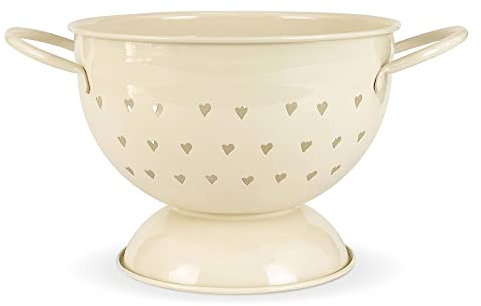 Passoire Isabelle Rose style rétro avec poignées Shabby chic et trous coeurs 6081