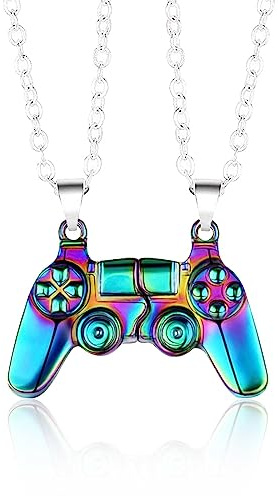 1paar Large Magnetische Halskette,Mode Kreative Paar-Halskette Game Controller Anhänger Halskette für Männer Frauen Persönlichkeit Paar Schmuck Partnerketten Freundschaftskette（leuchtende Farben）