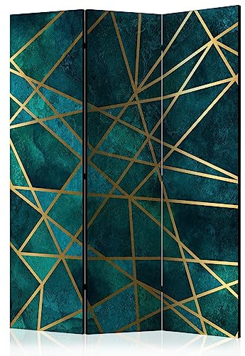 decomonkey Paravent Raumteiler Innen Geometrisch 135x172 cm 3 Teilig Einseitig Room Divider Wall Raumteiler Stehend Trennwand Sichtschutz Spanische Wand Sichtschutzwand Wohnzimmer Holz Muster