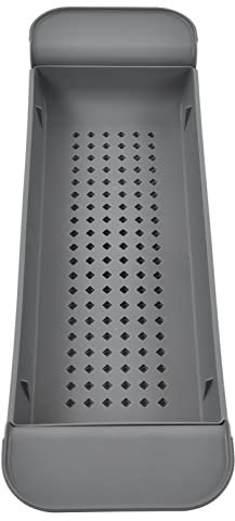 LANTRO JS Bandeja Caddy para Bañera, Bandeja para Bañera En Teca, Bandeja para Bañera De Madera Extensible para Bañera, Estante Organizador Multifunción para Bañera Antideslizante para Vela(Gris)