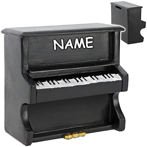 alles-meine.de GmbH große Spardose - Klavier/Piano - incl. Namen - stabile Sparbüchse aus Porzellan/Keramik - Musik Instrument/Instrumente Unterricht - Reisekasse/Kinder ..