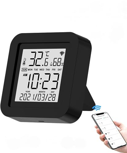 SPORTARC Smart WiFi Temperatur Luftfeuchtigkeit Monitor für Tuya WiFi IR Temperatur- und Feuchtigkeitssensor Infrarot Fernbedienung Echtzeitüberwachung