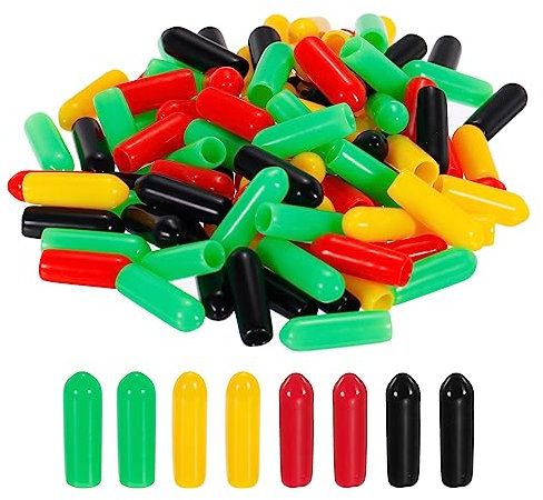 sourcing map 100 Stück Gummi Endkappen 4 mm PVC Vinyl Kunststoffkappe Schutzkappen Abdeckung für Schrauben Bolzen Gewinde Metallstäbe Elektrokabeln Drahtseile Bowdenzug Rund Rohr Zaunpfosten