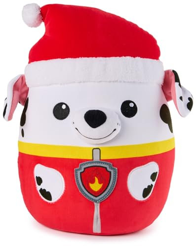 PAW Patrol Winterurlaub Marshall Squish Plüsch, offizielles Spielzeug von The Hit Cartoon, Special Edition Squishy Stofftier ab 1 Jahren, 30,5 cm