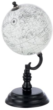 Globe sur Pied en Bois Terrestre 27cm Noir & Gris