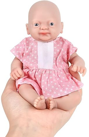 Vollence Bambola Neonato in Silicone Mini Reborn da 18 cm con Corpo Intero Miniatura in Silicone Morbido Neonato Realistico - Ragazza
