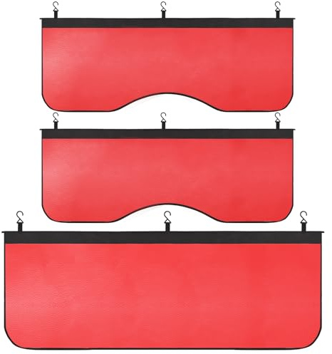 Glarks 3Pcs Automotive Magnetic Fender Cover, Red Protector Gripper Mechanic Mat Pad with Hooks for Sedan Truck, Station Wagon Automotive