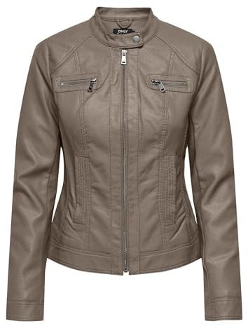 ONLY Damen Onlbandit Faux Leather Biker OTW Noos, Walnut, Numeric_38