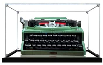 TRUSTFAR Acryl Staubdichte Vitrine Entworfen für Lego Schreibmaschine 21327 Bauset Modell, Aufbewahrungsbox, Transparent Box, Display Box Kompatibel mit Lego 21327. (Kein Modell) (Spiegelbasis)