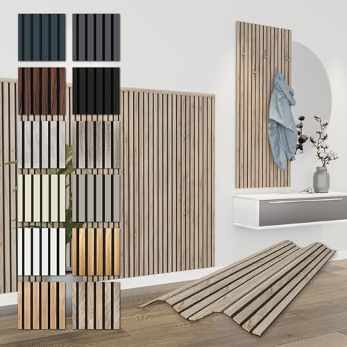 HEXIM Akustikpaneele 6 Stück 138,5x60cm Holz Comfort - flexible Holzpaneele Platten Lamellenwand Holz MDF Wandpaneele Lamellenverkleidung Wandverkleidung schalldämmend (4.98m² Sonoma Oak)