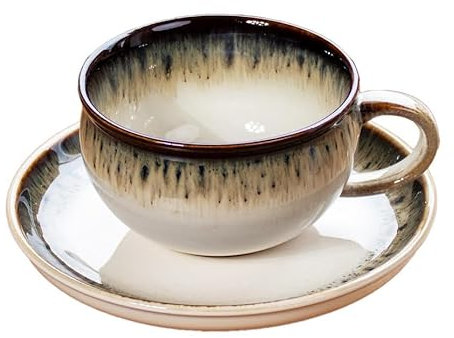 Darthome Cup & Saucer Set Gothic Reactive Glaze Ceramic Tea Coffee Breakfast Mug 200ml