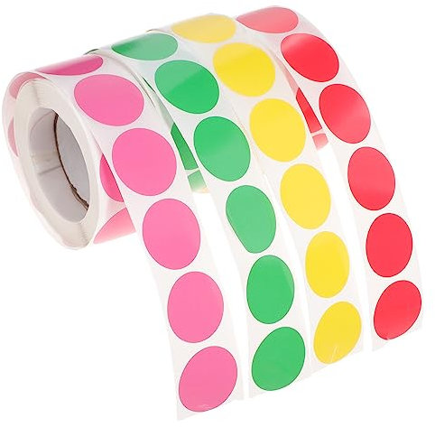 HOODANCOS 4rollen Farbcodierung Etiketten Bunte Markierungsaufkleber Runde Klebeaufkleber Punktetiketten Selbstklebende Klassifizierungsetiketten Hochwertige Etikettenaufkleber Kreisaufklebe