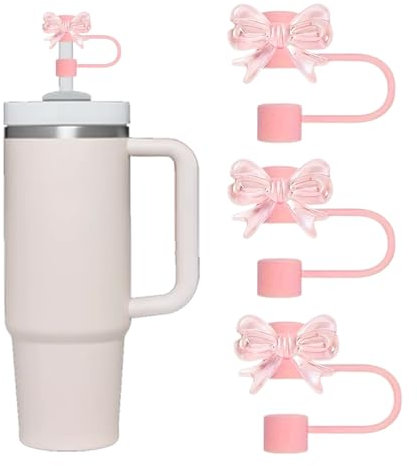 3 popotes de lazo compatibles con vasos Stanley de 30 y 40 onzas, bonitos adornos reutilizables de 10 mm para vasos Stanley (rosa)