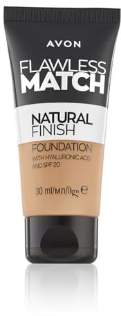 AVON Foundation Flawless Match Finish – 420 g Caramel | Smart Match Technology Make-up-Basis mit modularer Abdeckung | natürliches deckendes Make-up mit feuchtigkeitsspendender Wirkung | 30 ml