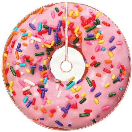 Gonna per albero di Natale con stampa a ciambella e fragola, decorazione per albero di Natale