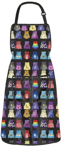 BAUNA Gravity Falls - Delantal de cocina Mabel con bolsillo, diseño de pinos, arcoíris, estrella, decoración de cocina, regalo de inauguración de la casa, Delantal tipo suéter, Taille unique