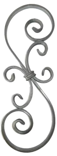 M.P. Metalli Rosone riccio decorato in ferro battuto a S in piatto 12x6 dimensione 380x135 mm | Set da 5 pezzi | Made in Italy