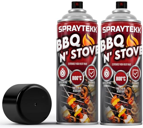 SPRAYTEKK Heat Resistant Spray Paint - 400ml | Matte Black Finish | Up to 800°C | Ideal for BBQs, Stoves, Firepits, Ovens, Automotive Engines & More | Indoor & Outdoor Use (2)