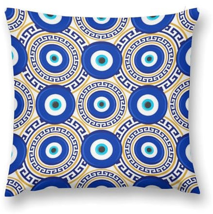 Zierkissen 45X45Cm Blaues Nazar-Böse-Augen-Muster Zierkissenbezüge Dekorativen Retro Dekokissen Für Frühling, Bed, Terrasse