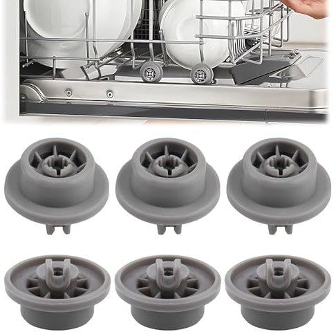 6 Pcs Dishwasher Wheels Lower Basket Compatible with Bosch Siemens Neff 165314, Silent Universal Lower Rack Wheel Replacement for Bosch