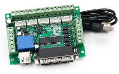 BGMCSFerG Mach3 5-Achsen-DB25-LPT-Port-Schnittstelle, Breakout-Board mit Parallel- und USB-Kabel, passend für Nema23-Treiber VFD für Gravierer