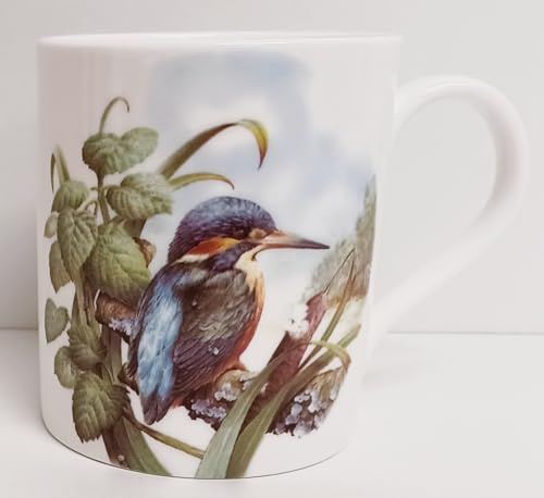 Rainbow Decors Kingfisher in Nature Scene Mug Fine Bone China 400 ml 14 fl oz Large Balmoral Cup Hand Decorated in UK