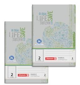 BRUNNEN Schulheft A5 Lineatur 2 – Doppelpack mit je 16 Blatt – grün/grau – Hefte für Klasse 1 – Format A5, Lineatur 2
