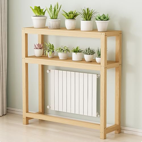 SXKLYRF Tablette De Radiateur en Bois Massif, Console D'entrée Double Couche, Table Console Canapé, Etagere Radiateur De Salon Ou De Bureau(100x25x100cm/39x10x39in)