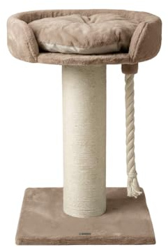RHRQuality Kratzbaum für große Katzen – Chartreux – 80 cm hoch – Mit extra dickem 20 cm Sisalstamm – Luxuriöse Liegefläche von ⌀60 cm – Crème