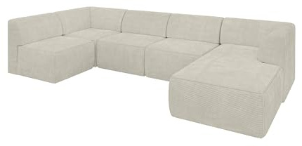 ALTDECOR Ecksofa in U-Form Corner Sofa Bett Eckcouch Couch L-Form Wohnlandschaft Cauchsofa MOVO 345x180x78 Creme