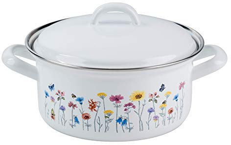 RIESS 0127-070 Kasserolle mit Deckel, Durchmesser 14 cm, Inhalt 0,75 Liter, COUNTRY, SONDEREDITION FLORA, Induktion