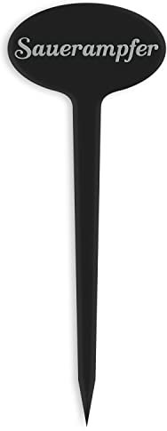 GRAVURZEILE Pflanzenschilder mit Gravur - Sauerampfer - Stilvolle Kräuterschilder aus schwarzem Acryl für den Garten - Kräuterstecker geeignet für Beet & Kräutergarten - Farbe: Sauerampfer