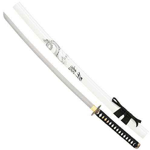 Samurai Schwert Katana Drache mit weißer Scheide