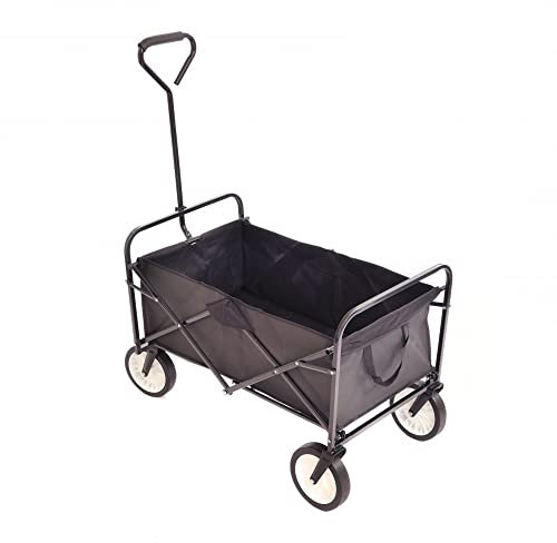 Oypla Black Heavy Duty Foldable Garden Festival Trolley Folding Cart Wagon Truck Wheelbarrow
