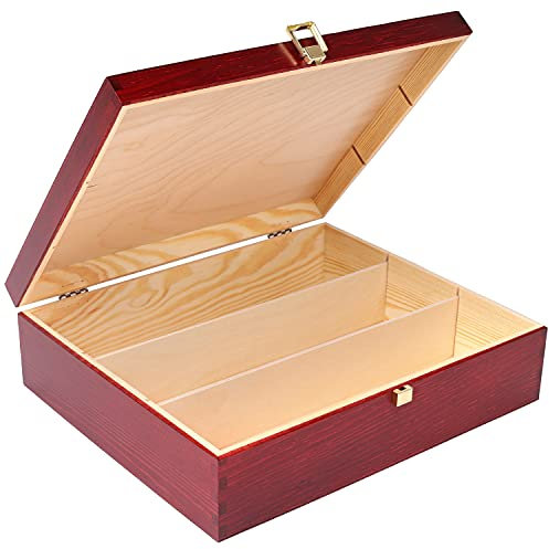 Creative Deco Boîte Caisse à Vin en Bois Rouge | Cadeau Vin Mariage | Boite Rangement | 3 Bouteilles | 35 x 30 x 10 cm | Coffret Vin | Boite Cadeau | Coffret Cadeau Homme | Cadeau Femme