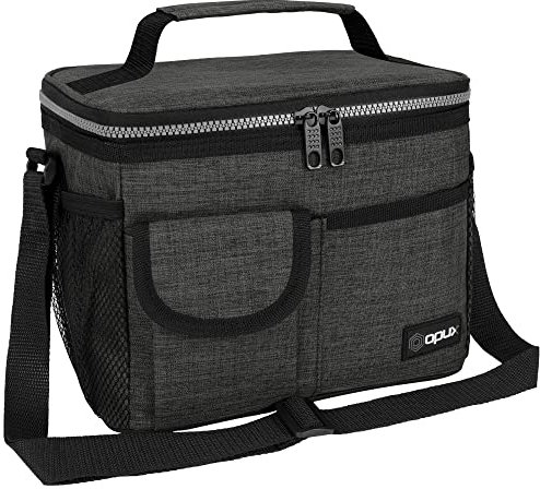 Bolsa térmica OPUX para el almuerzo para adultos hombres mujeres niños y niñas bolsa térmica mediana a prueba de fugas para escuela trabajo oficina almuerzo con correa para el hombro bolsillo
