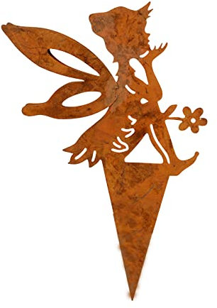Gartenzaubereien Gartenstecker großer Elfen Junge mit Blume 14cm aus Edelrost