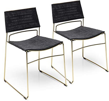 Kare Design Stuhl Hugo Schwarz Gold (2/Set) (H/B/T) 75,5 48 45,3
