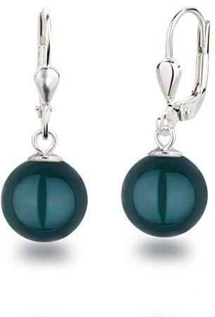 Schöner-SD Perlenohrringe Ohrhänger 925 Silber mit 10mm großen runden Perlen tahiti look pearl