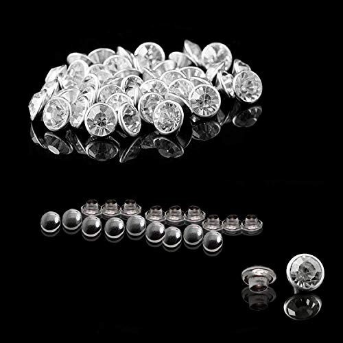 Trimming Shop Lot de 50 Rivets Plats en Cristal Transparent avec Strass en Acrylique avec épingles pour Bricolage, décoration de vêtements, 8mm