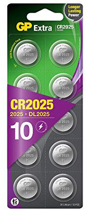 CR2025 - Set da 10 | GP Extra | Batterie al Litio a bottone CR 2025 da 3V - Lunga Durata