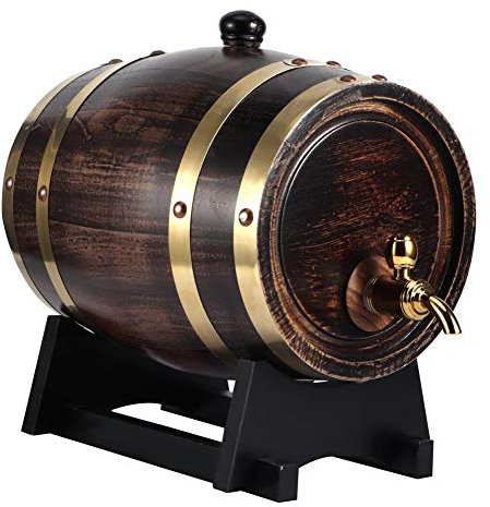 Oumefar 3L Eichenfass Weinfass Retro Vintage Eiche Holz Schwarzwein Brandy Whisky Bourbon Tequila Eiche Fass Rotwein Eimer Behälter mit Wasserhahn