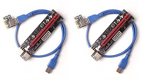 Dracaena PCIE Riser-Adapterkarte für GPU Crypto Mining 16X auf 1X (6-polig/MOLEX/SATA betrieben) LED-Status + 60 cm USB 3.0 Kabel, PCIe-Riser (GPU Ethereum Mining)