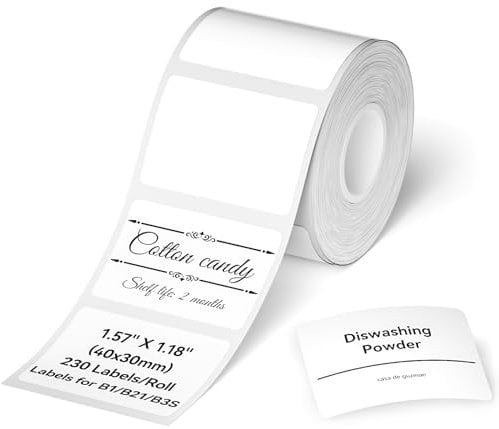 NIIMBOT B21 Etiketten Macherband angepasste Aufkleber Etiketten Druckpapier adresse Etikettenband Glänzend Wasserdicht (Weiß-4030)