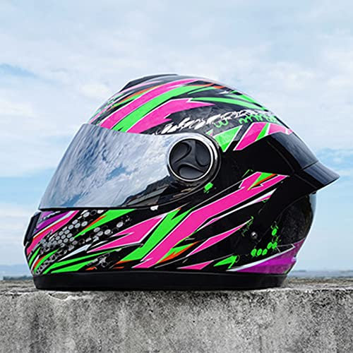 Integralhelme Flip-Up Motorradhelm Herren & Damen Modular-Helm Jet Helm Rollerhelm Erwachsener Sturzhelm Mopedhelm Full-Face Motorcycle Helmet ECE-Zertifizierung Klapphelm,Pink 3,L