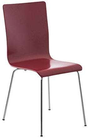 TPFLiving Besucherstuhl Peppo Stapelbar aus Holz und Robustem Metallgestell | Platzsparender Lehnstuhl mit Ergonomisch Geformter Sitzfläche Farbe: Rot
