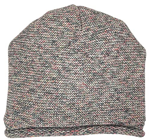 bags & more I Damen Mütze Longbeanie Rund-strick ohne Bommel leicht gefüttert lange Passform Beanie Damenmütze moderne Farben (braun grau multi), AZ-2033PC, Einheitsgröße