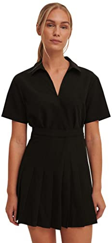 NA-KD Vestido Plisado Tipo Kimono Informal, Negro, 40 para Mujer