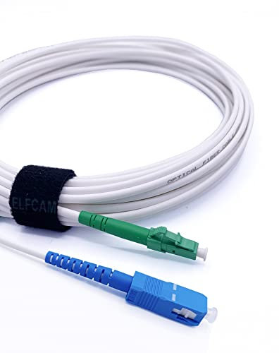 ElfcamⓇ - 1m Glasfaser-Kabel LC/APC auf SC/UPC Stecker, Simplex Singlemode 9/125μm OS2 LWL Patchkabel, Weiß,(1m)