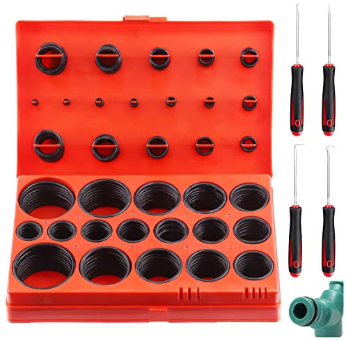 Swpeet Lot de 423 rondelles toriques universelles en caoutchouc avec crochet court et kit d'assortiment de joints toriques en caoutchouc nitrile pour plomberie, réparation de robinets automobiles
